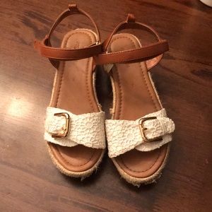 Girls size one wedge sandals